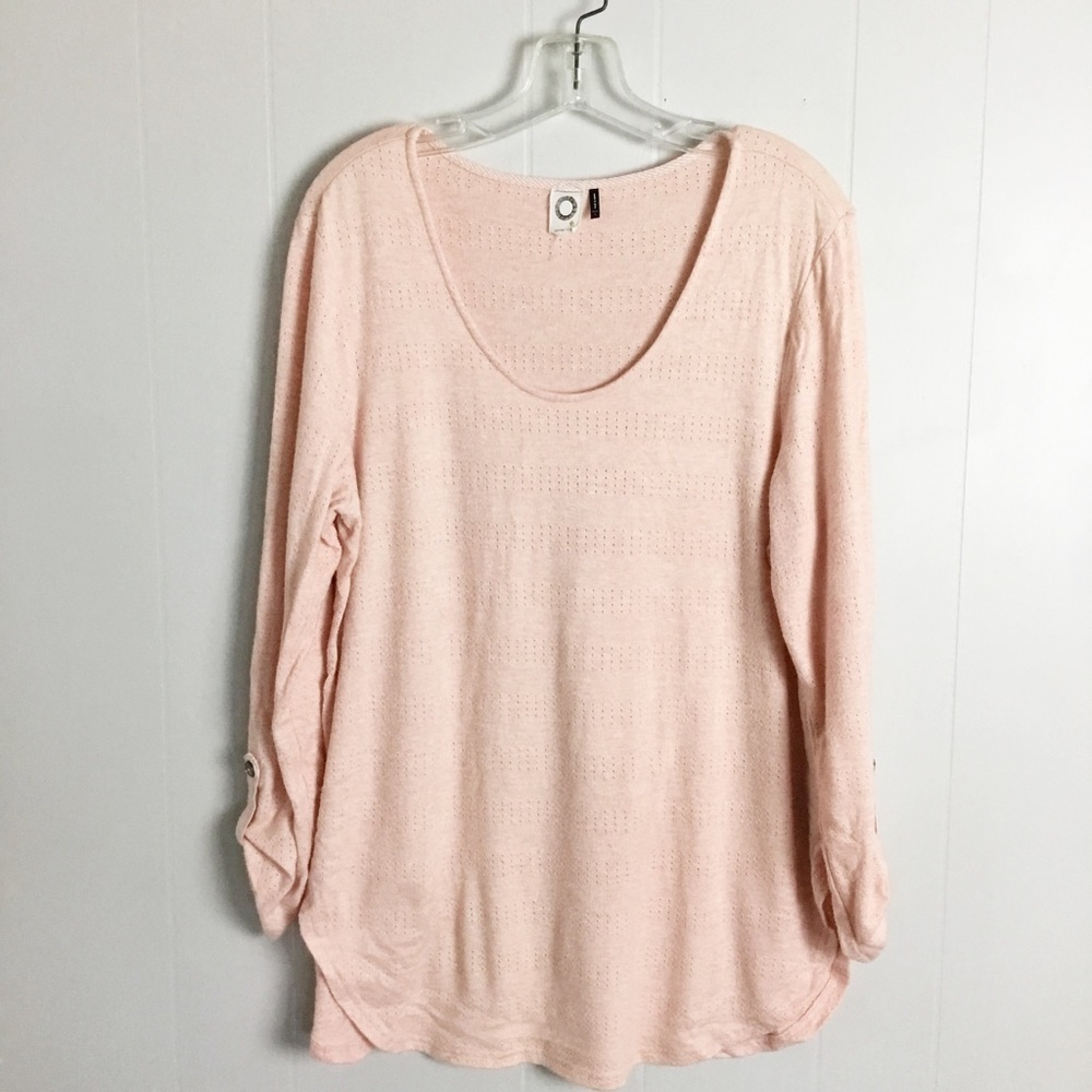 Anthropologie Akemi Kin Womens Roll Tab Sleeve Scoop neck pullover Sweater